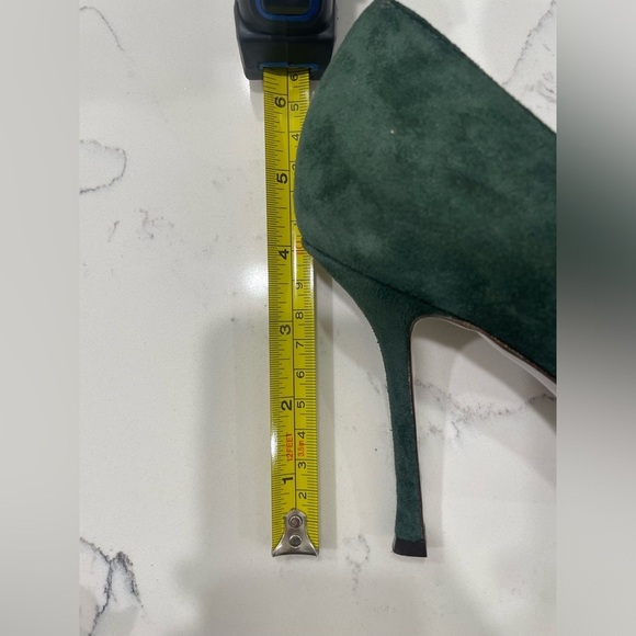 Sergio Rossi Dark Green Suede Pointed Toe Pumps Heels - Picture 14 of 16